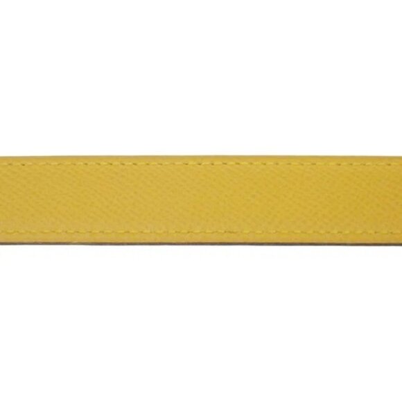 HERMES Logo Constance H Buckle Belt Size 65 Leather Yellow Black France 34RL638 main image 9